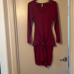 Red front tie dress knee length